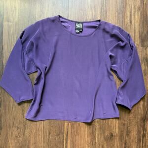 Eileen Fisher Vintage Purple Silk Blouse Women’s S/M Minimalist Top